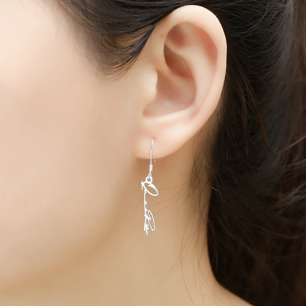 WindJune 925 Sterling Silver Personalized Name Earrings Women Drop Earring Custom Name Earrings Jewelry Gift Dropshipping (1)