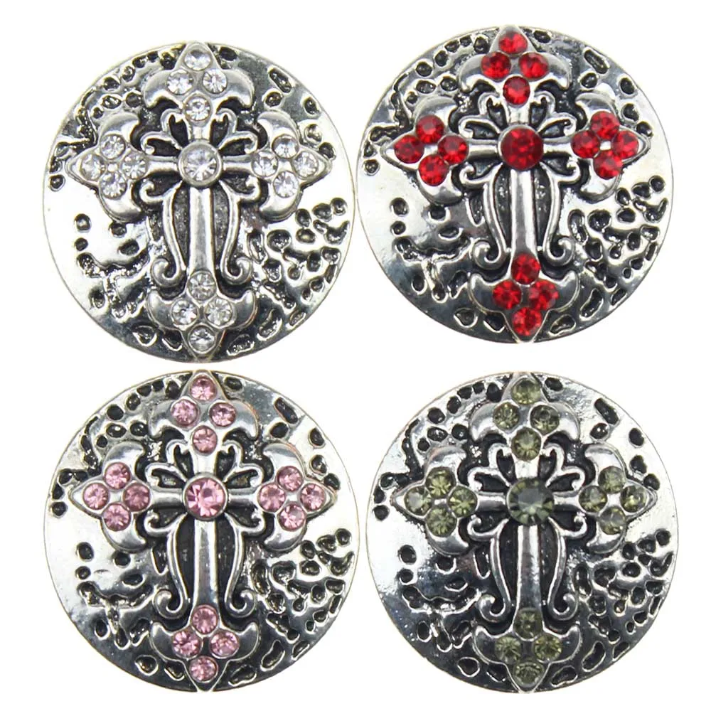 

10pcs/lot Fashion Snap Jewelry Buttons Cross Painting Snap Buttons Fit 18mm Snap Bracelets Women Alloy Button DIY Jewelry