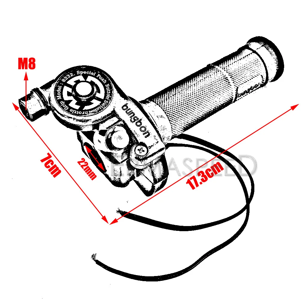7/" 22 мм рукоятки для мотокросса с управлением дроссельной заслонки для заправки зажигания, универсальный переключатель включения-выключения для квадроцикла, квадроцикла, багги, грязи