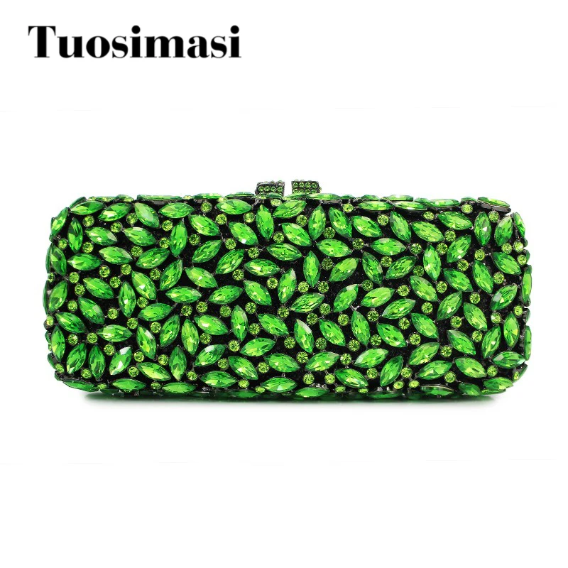 

Green luxury diamond crystal clutch evening bag purse wallet women handbags purses(8766A-G2)