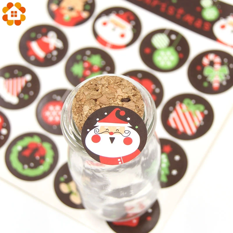 

80PCS Cute Merry Christmas Santa Claus Paper Gift Tags Stickers Favors Party Accessories Christmas DIY Biscuit Gifts Decoration