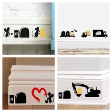 3d рисунок в виде мыши, настенные наклейки для кухни, спальни, двери, стены, угловая доска, украшение, сделай сам, домашние наклейки, животные, виниловая настенная живопись