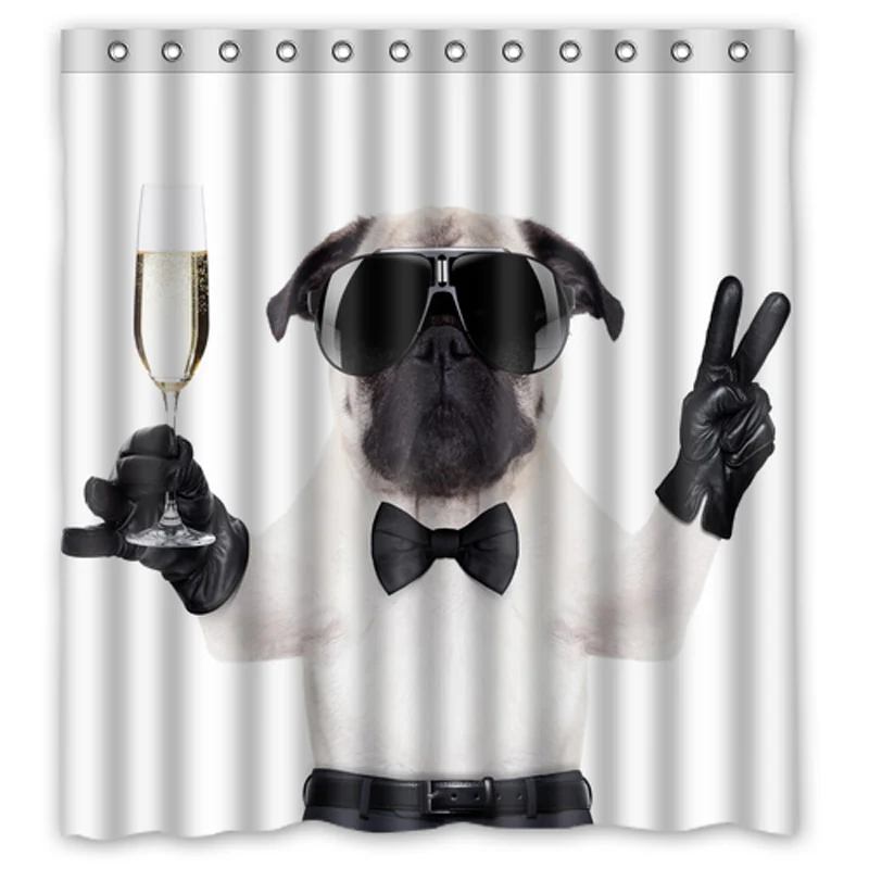 Dog Champagne Fingers Bulldog Custom Shower Curtains Custom Design