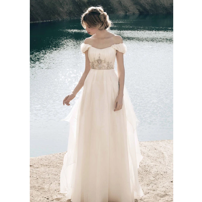 

Elegant Beaded Cheap Bohemian Wedding Dresses 2017 Cap Sleeve Beach Wedding Gown Plus Size A-Line Bridal Gown vestidos de novia