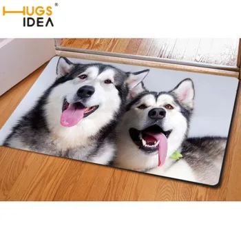 

HUGSIDEA 3D Cute Husky Dog Printing Floor Carpet for Living Room Kitchen Toilet Entrance Doormat Non-slip Soft Area Rugs Tapete