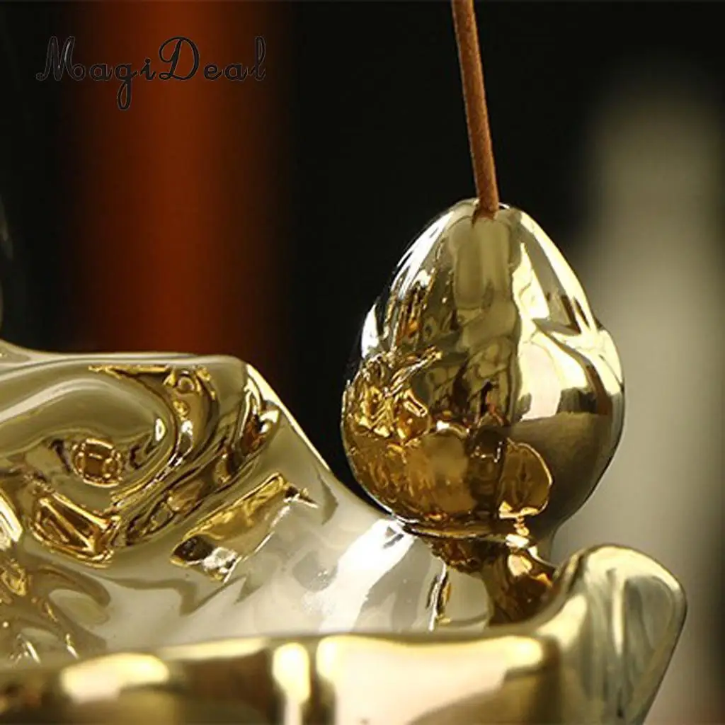 Incense Cones Ceramic Gold Dragon Incense Burner Smoke Backflow Waterfall Art Crafts Incense Cone Furnace