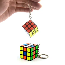 New Magic Cube 3 3 3 PVC Sticker Mini Portable Pocket Key Chain Educational Cube Puzzle