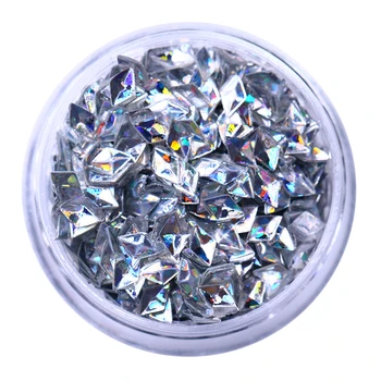 

3D Nail Glitter Sequins Silver Colorful Rhombus Iridescent Flakies Paillette Charm Nail Art Decorations Tool