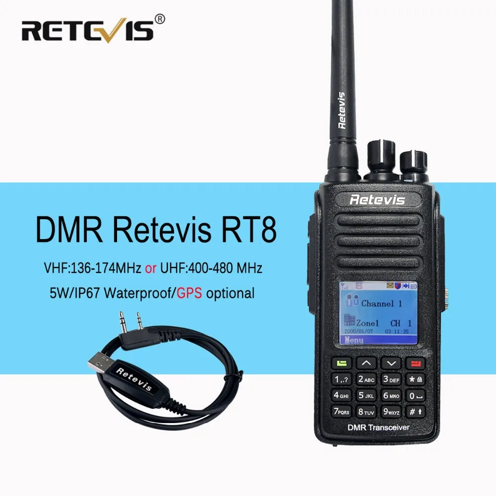 

DMR Digital (GPS) Walkie Talkie Retevis RT8 IP67 Waterproof Dual Band VHF/UHF 1000CH Two Way Radio Portable Radio Set A9115A