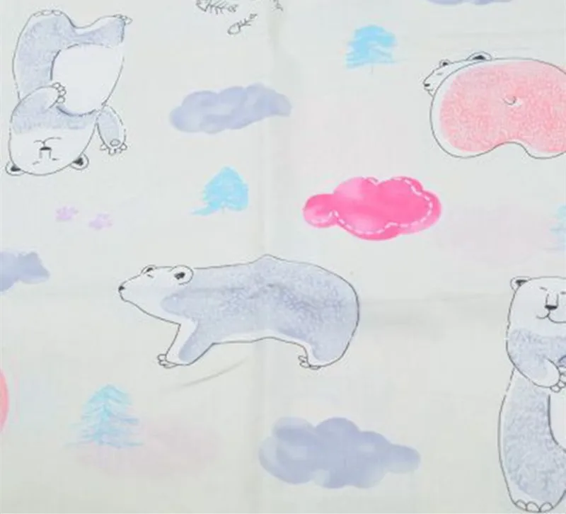 

1 meter pure cotton twill fabric with pink bear prints, baby's bedding garment cloth 892-30,31