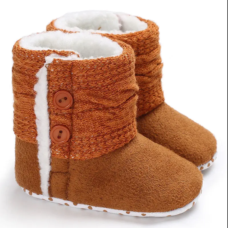 Emmababy новые для маленьких девочек сапоги обувь новорожденного зимние теплые на мягкой подошве для младенцев - Цвет: Коричневый