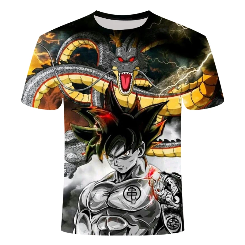 

2019Summer New Dragon Ball Joint Anime Sun Wukong Cartoon Print Short Sleeve T-Shirt Male Large Size Loose Short Sleeve Asia 6XL