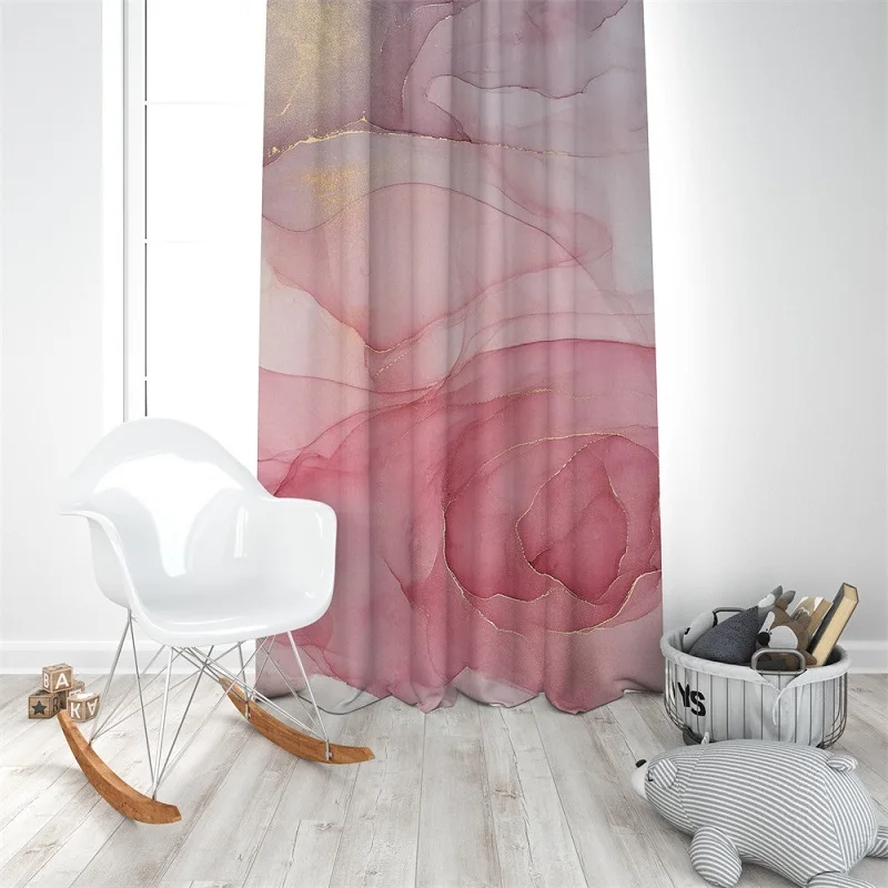 Fashion Red watercolor rose curtain living room Semi-shading curtain polyester custom made 2.5m 2.7m bedroom curtain