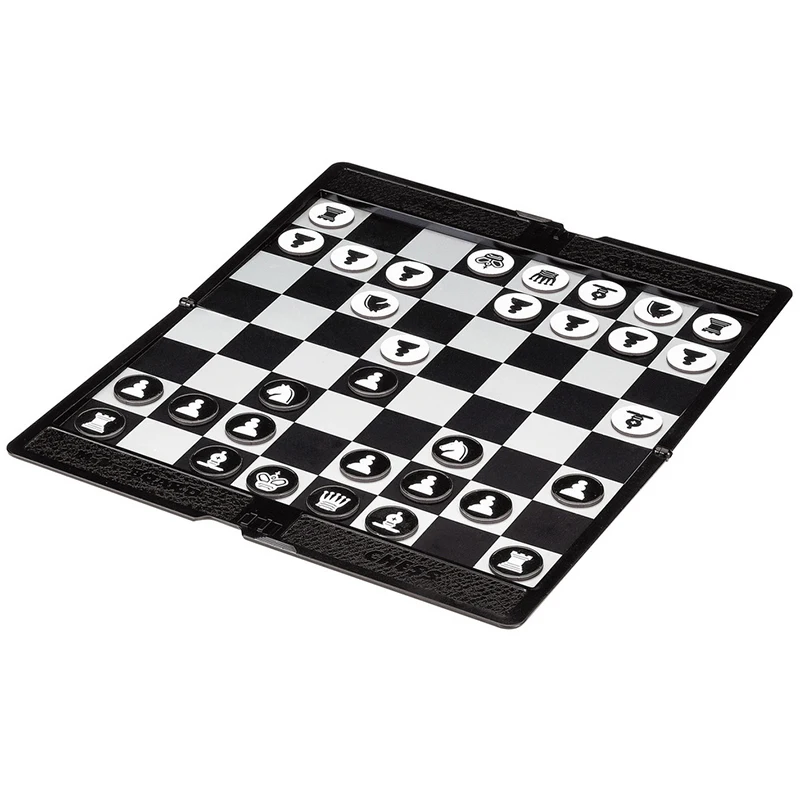 

Pocket Mini Chess Set Board Magnetic Portable Checkers Set Traveler Plane Easy To Carry Family Game P0