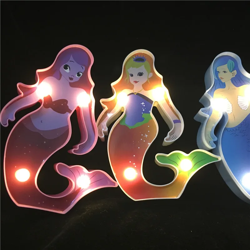 

New 3D Painted Mermaid Sleep Night Lamp Cartoon AAA Battery Led Light For Kids Romantic Decor Home Lighting