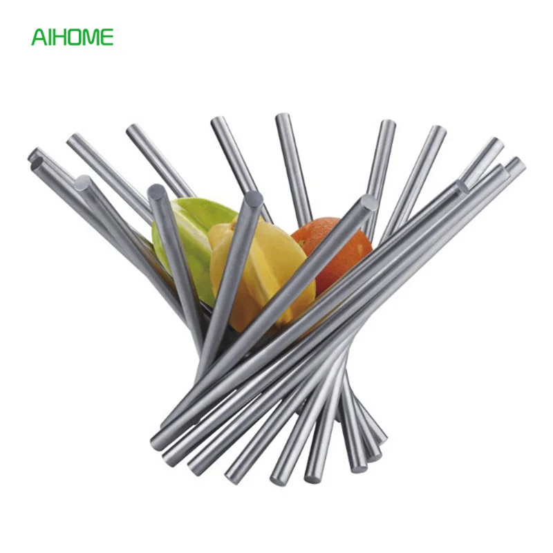 

Lovely Stainless Steel Fruit Bowl Vortex Vegetables Display Rack Metal Food Containers Basket Easy Assembled Kitchen Supplies