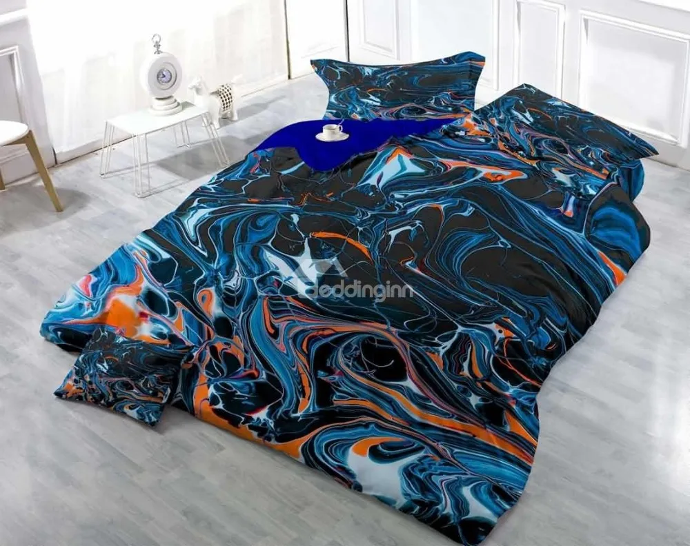 

3D Abstract Lines Printed Deep Color Bedding Sets/Duvet Cover