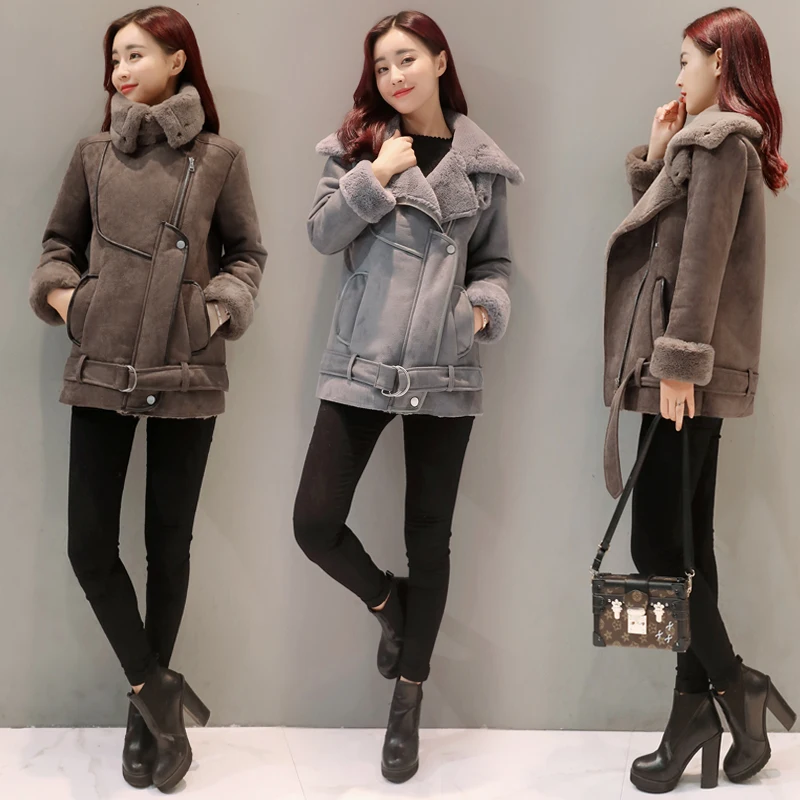 HIGH QUALITY Newest Fashion Women's Winter Leather Jacket Casual Mandarin collar Faux Suede Dress Female jaqueta de couro
