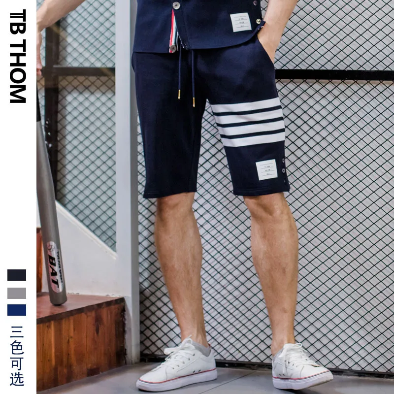

2019 TB THOM men's dyed casual shorts with button stripe summer sport shorts men 100% cotton short pants male