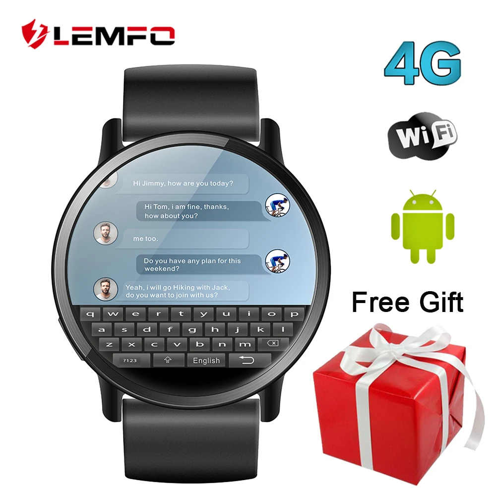 

LEMFO LEM X Android Smart Watch Phone 4G LTE 1GB + 16GB 2.03" Screen GPS Wifi Men Smartwatch with 8MP Camera Heat Rate Monitor