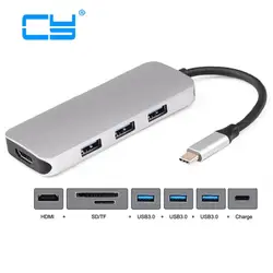 Док-станция USB-C к HDMI и 3 Порты концентратора и TF SD Reader & Зарядное устройство многопортовый кабель адаптера