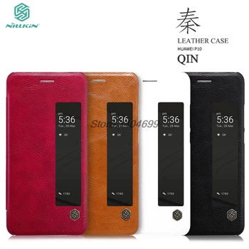 

Huawei P10 Flip Case Nillkin Qin Series PU Leather Cover Flip Case For Huawei P10 With View Window 5.1" Phone