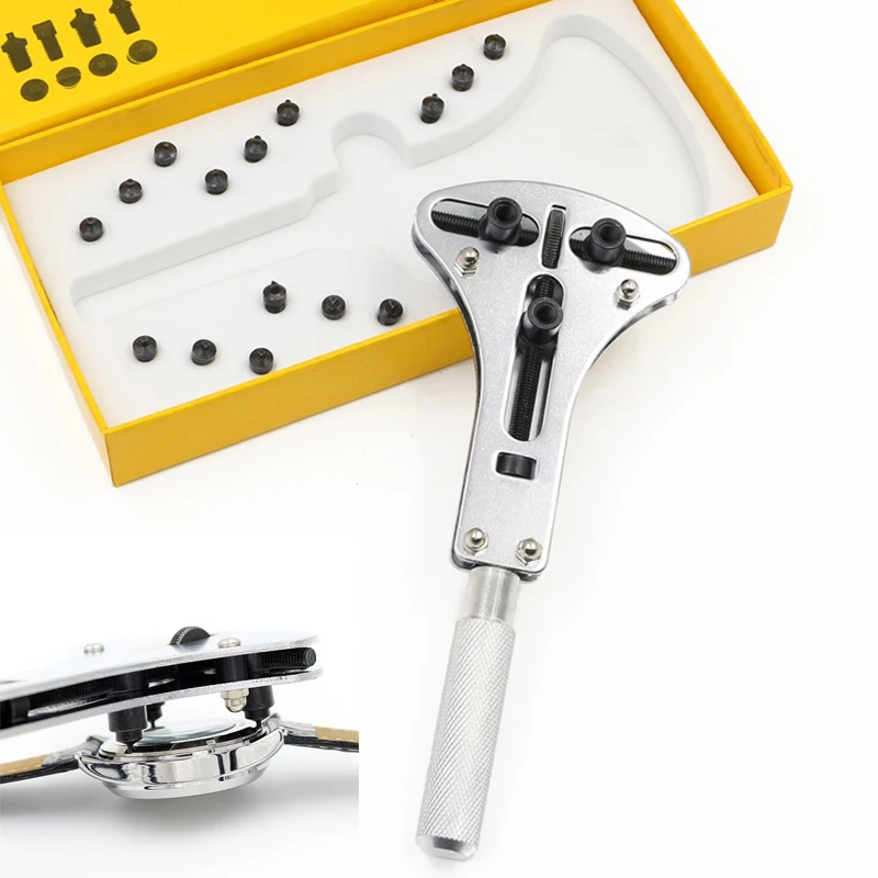 

New Arrival 55mm Watch Back Case Opener Adjustable Screw Back Remover With 18 Pins in box