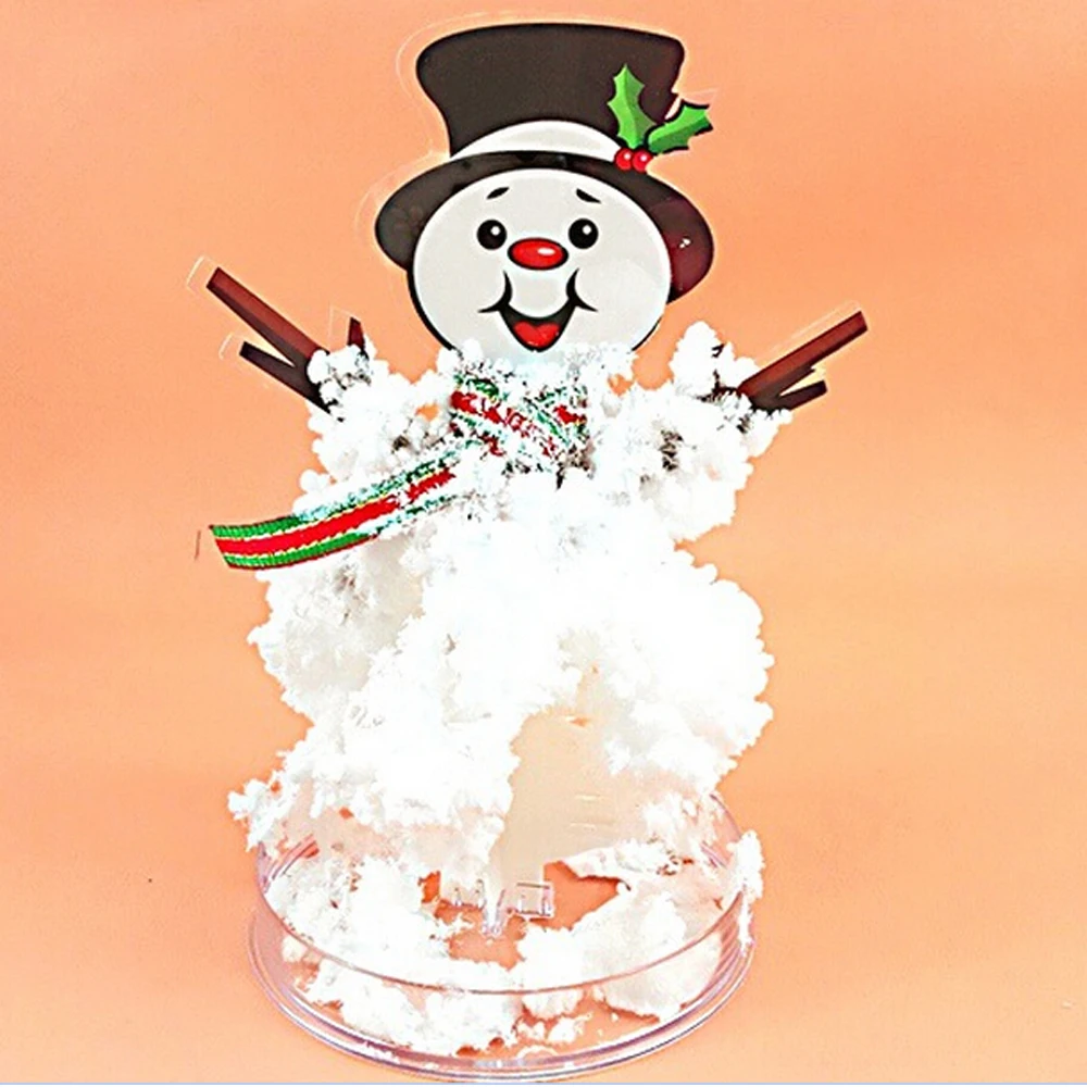 

2019 17Hx10Dcm Visual White Magic Growing Paper Snowman Snowmen Tree Artificial Snow Man Men Trees Science Kids Christmas Toys