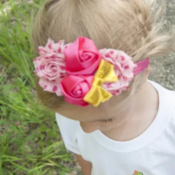 

24PCS New Vintage Hair Accessory Shabby Chiffon Flower Rosette Flower Headband Casual Headwear Photography Head Products