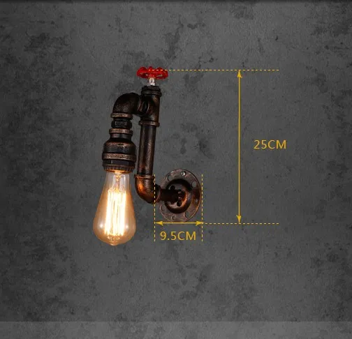 Nordic Loft Style Industrial Vintage Wall Light For Home Antique Metal Water Pipe Lamp Bedside Edison Wall Sconce Lighting