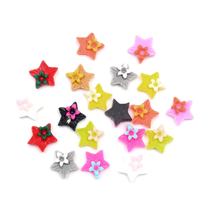 

LF 100Pcs Mixed Star Resin Decoration Crafts Flatback Cabochon Embellishments For Scrapbooking Kawaii Cute Diy Accessories