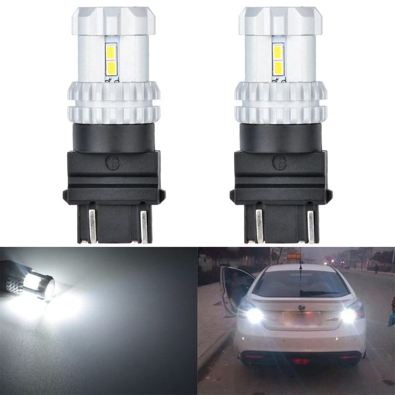 

Katur 2pcs T25 3157 Led Bulbs 12 SMD 3020 Auto Lamp LED DC 12V Brake/Stop Light DRL 6000K White Amber Orange Leds Dual Contact