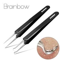 Brainbow 2 шт. Пинцет для удаления угрей инструмент для очистки пор инструмент для удаления прыщей экстрактор кожи чистый набор инструментов для ухода