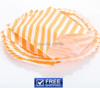 

200pcs Paper Halloween Party Favor Bags Orange Diagonal Stripe-Wholesale Buffet Candy Treat Gift Goodie Bag-Choose Your Colors