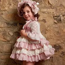 Г. Летнее винтажное платье для девочек в испанском стиле кружевное платье принцессы вечерние платья для дня рождения Высококачественная детская одежда vestidos Y1177
