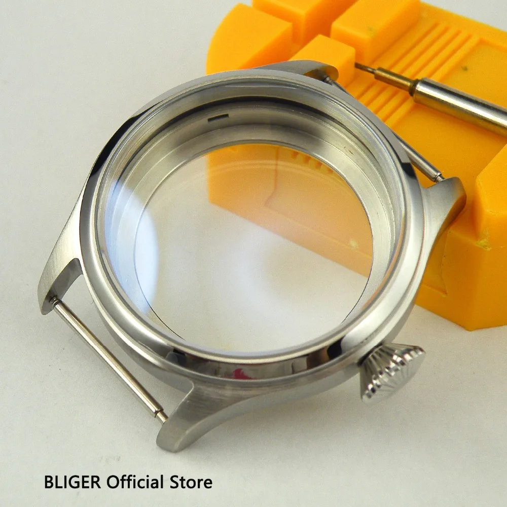 Fit para Eta Polido Bliger Inoxidável Assista Case 6497 6498 Mão Winding Movimento c6 47mm Aço