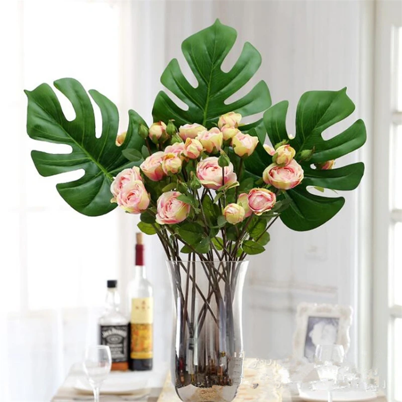 10Pcs/Lot Large Leaf Real Touch Artificial Plant Monstera palm Banana Leaf Balcony Decoration Flower Basket Accessories 10Pcs/Lot Large Leaf Real Touch Artificial Plant Monstera palm Banana Leaf Balcony Decoration Flower Basket Accessories