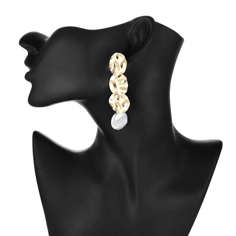 

Earrings Ear Drop Irregular Geometric Shape Alloy Long Earrings Jewelry for Women Party Wedding KQS8