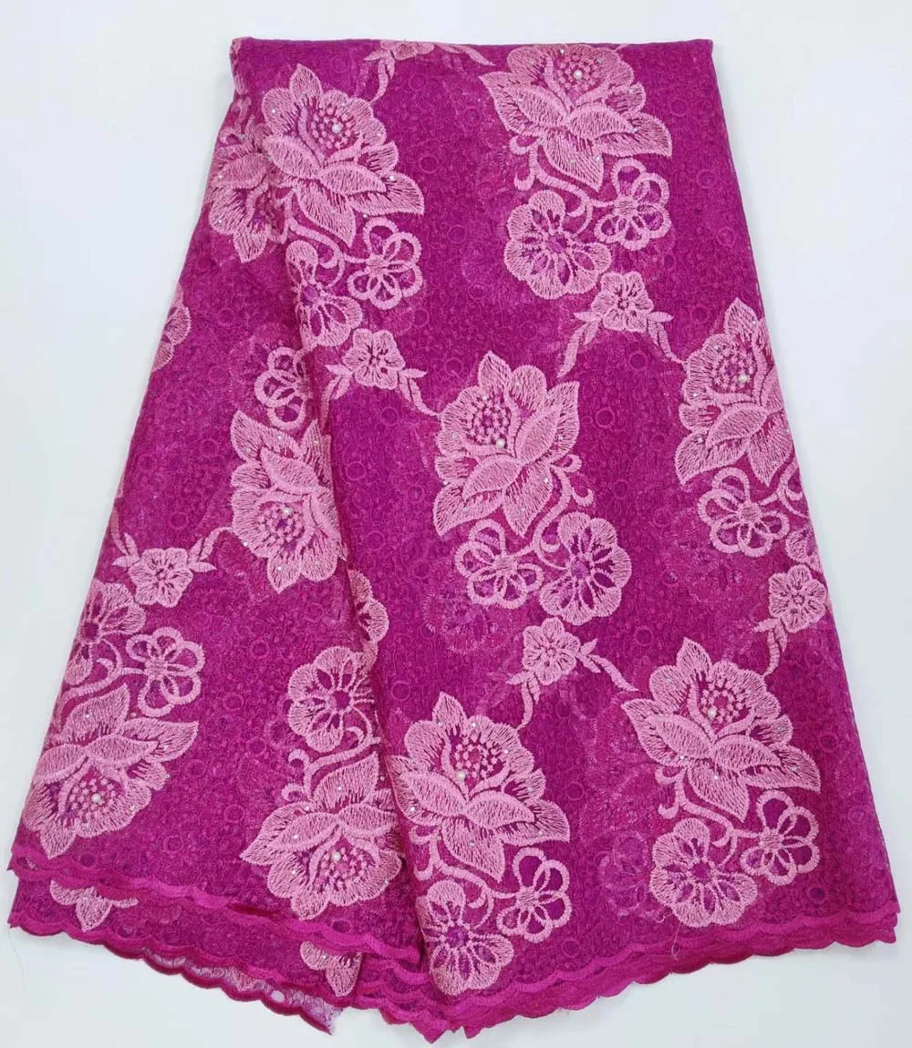 

Latest Style Nigerian Lace 2019 African Lace Fabric With Stones High Quality Embroidered Lace Fabric For Women Dress