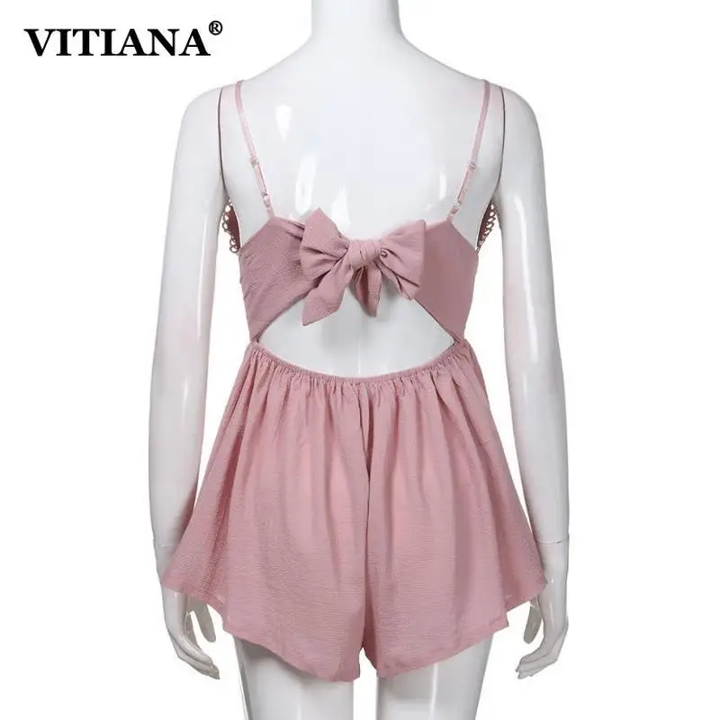 VINAINA Women Sexy Beach Playsuits White Summer 2019 Female Lace Up Print Sling Backless Pink Party Playsuit Womens Rompers VINAINA Women Sexy Beach Playsuits White Summer 2019 Female Lace Up Print Sling Backless Pink Party Playsuit Womens Rompers