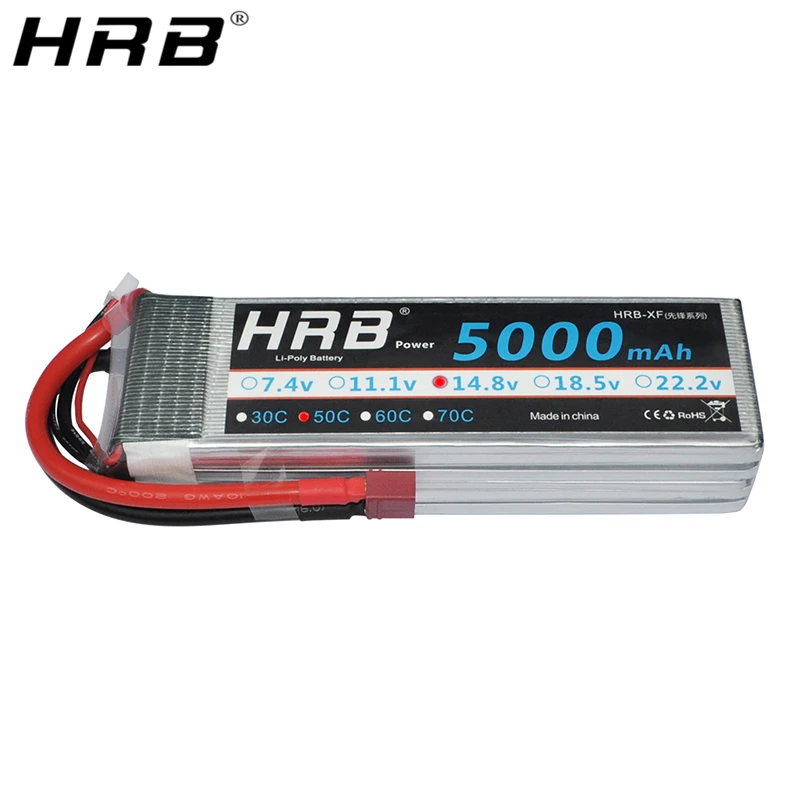 

HRB 4S 14.8V Lipo Battery 5000mah T Deans XT60 TRX XT90 EC5 For MultiCopter Helicopter Airplane Off-Road Car Truck Boat RC Parts