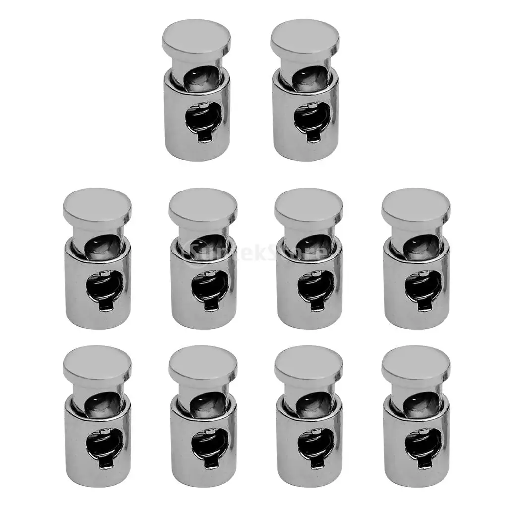 10Pcs Alloy Metal Cylinder Barrel Single Hole String Cord Locks Ends Toggle Spring Clasp Stop Drawstring Sewing Cordlocks Clip