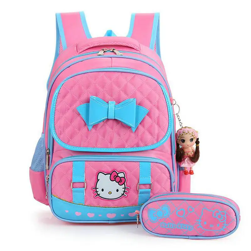 

Fashion Cute Hello Kitty Backpacks For Children Girls Princess School Bag Nylon Waterproof Kids Satchel Student Bow Schoolbag