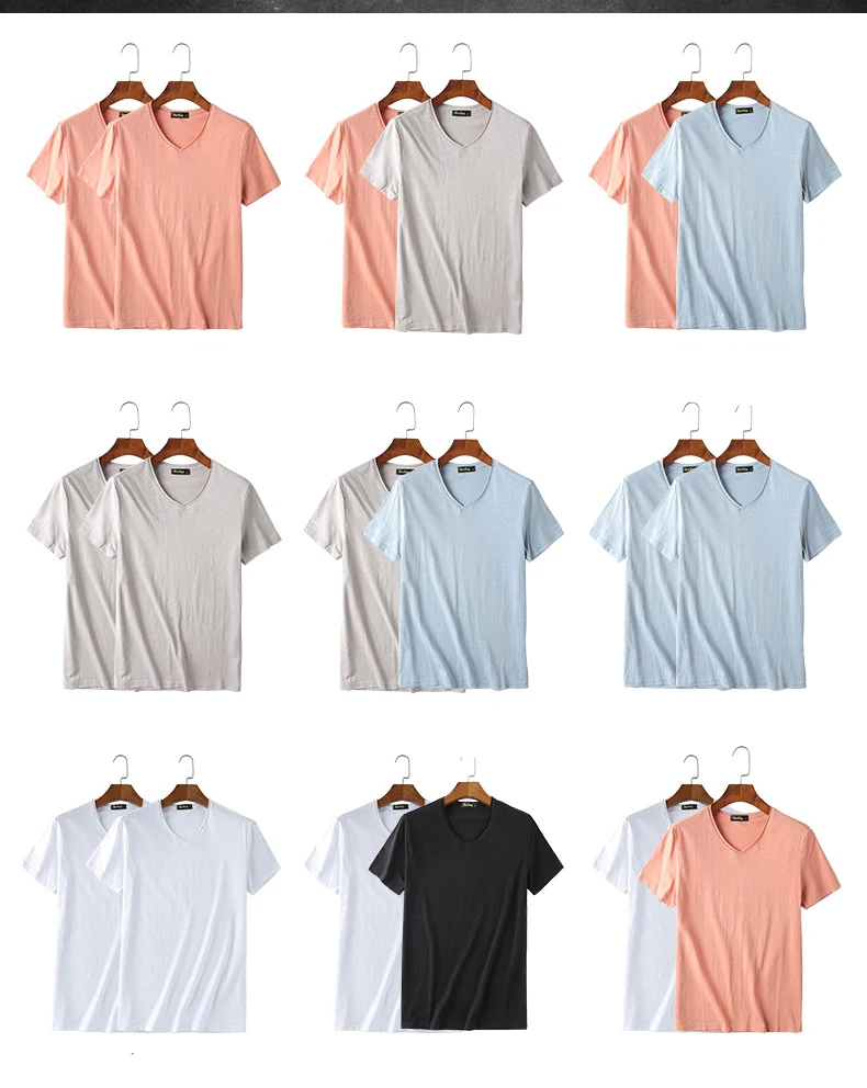 2pcs Blank T Shirt Men Fashion T-Shirt Short Sleeve Solid Casual Cotton Homme Tee Shirt 3XL 2018 New Arrive Summer Clothes (5)