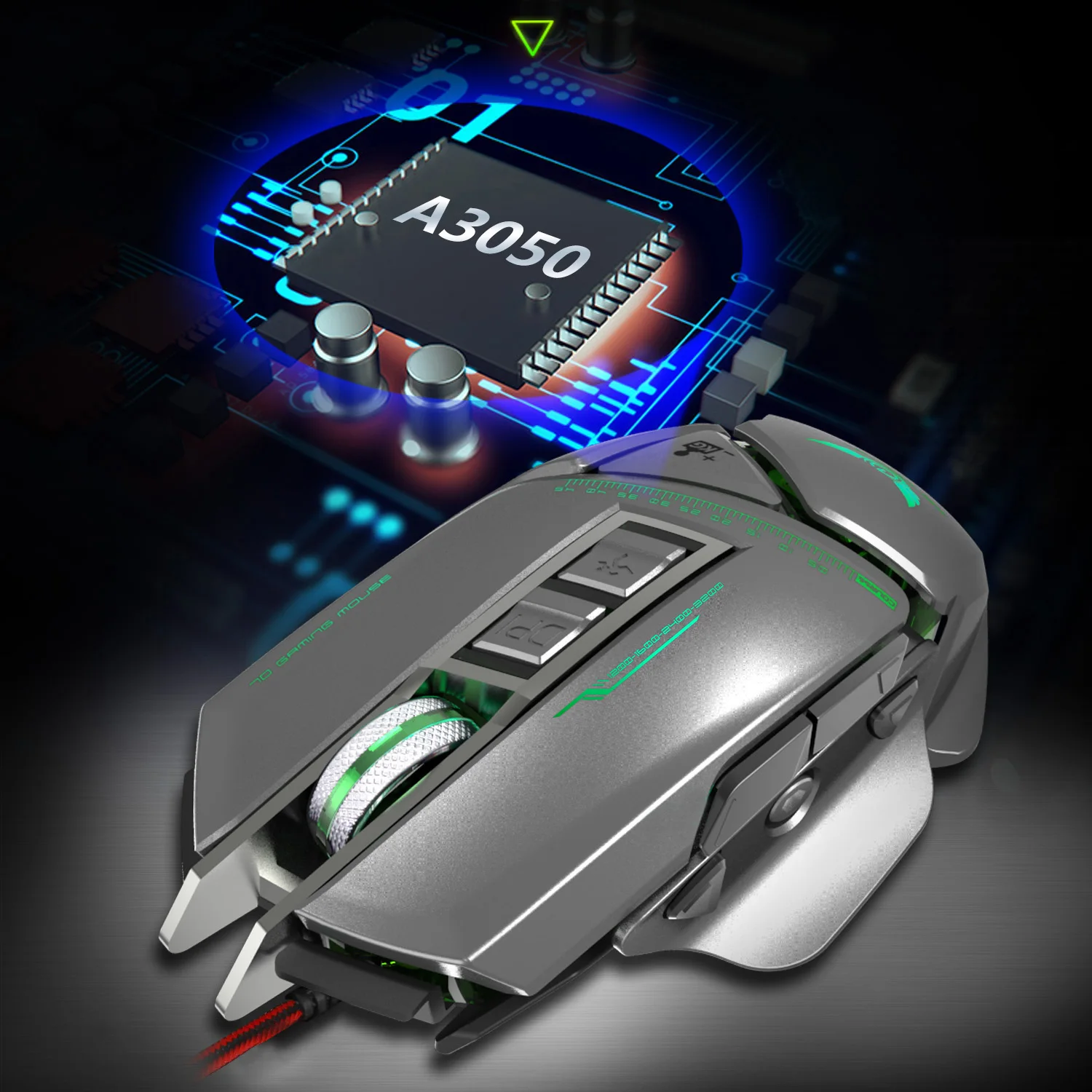 ZERODATE USB Проводная мышь Эргономика 3200 точек/дюйм Регулируемая Механическая Жук