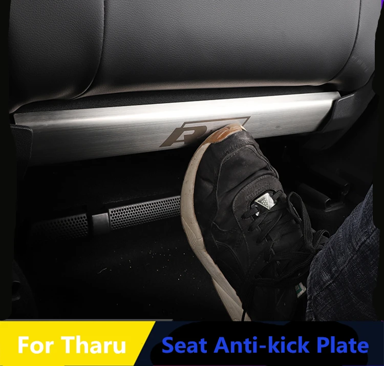 

Interior Rear Seat anti-kick plate anti-scratch pad stainless steel trim 2pcs For Volkswagen VW Tharu 2018 2019