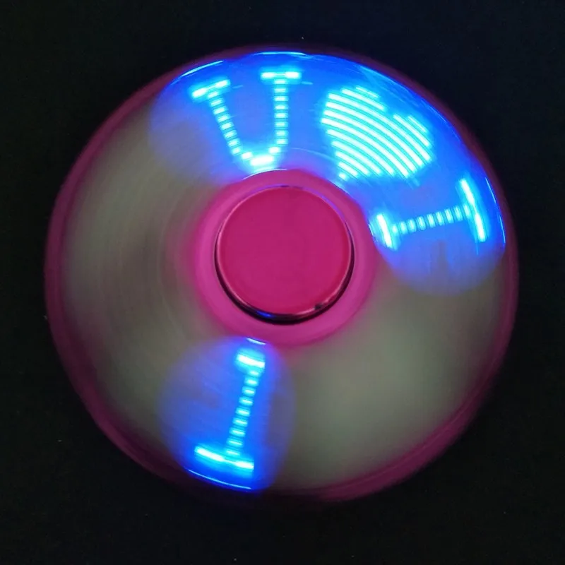 DIODO EMISSOR de Luz Fidget Brinquedo Flash palavras Mão Giratório de Alta Velocidade do Chapeamento Da Liga Brinquedos Estresse Ansiedade Adulto Criança dedo de Metal spinners