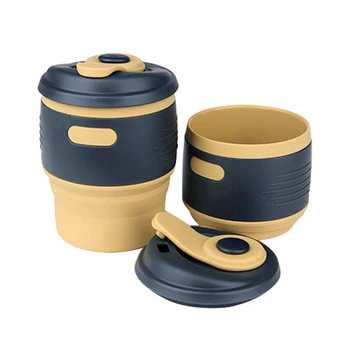 

Folding Water Container Silicone Travel Coffee Cup With Lid Anti-dust Multifunctional Tea Cups Kitchen Supplies Vaso Plegable