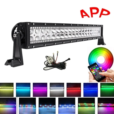 120W APP Control Yait 120 Вт 22 дюйма 72 Вт 180 Вт 240 Вт 288 Вт внедорожный светодиодный свет бар 12 В 24 в RGB светодиодный рабочий свет для джипа автомобиля 4WD грузовика 4x4 SUV ATV - Цвет: 120W APP Control