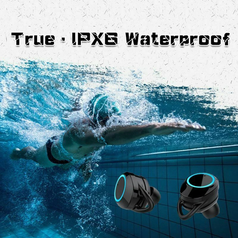 TWS Bluetooth 5,0 водонепроницаемые наушники с сенсорным управлением Беспроводные спортивные наушники с зарядным устройством 3000 мАч